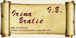 Irina Bralić vizit kartica